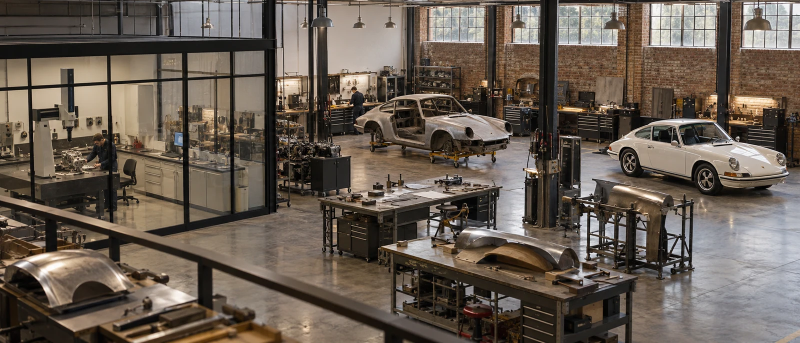 Illustrative image: Concept interior of a future digital coachbuilding workshop